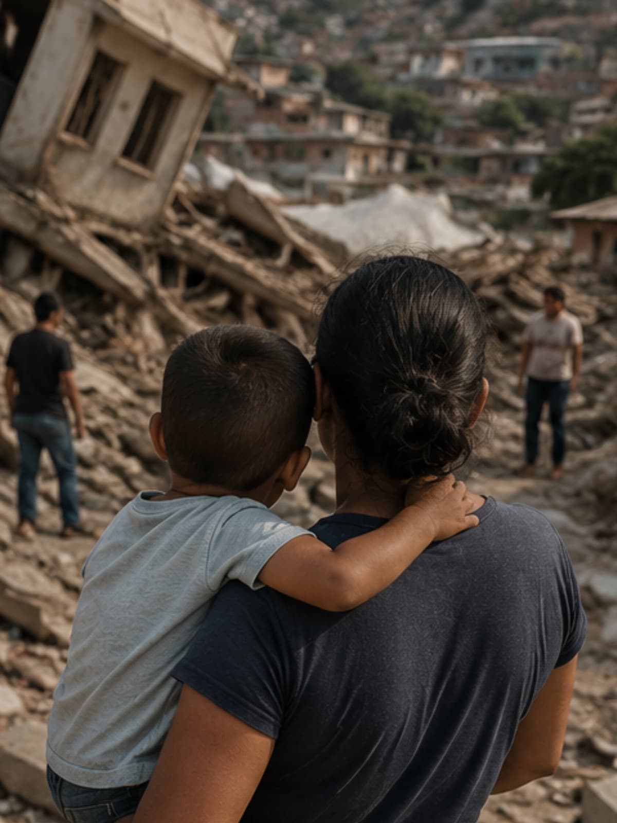 Familias afectadas por el doble terremoto en Venezuela.